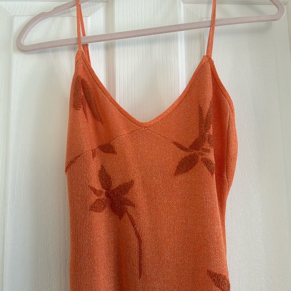 White fox tangerine dress